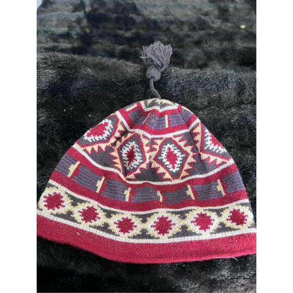 Patagonia Wool-Acrylic Beanie Hat/Beanie Geometric Pattern Nordic Faire Isle os - Picture 1 of 3